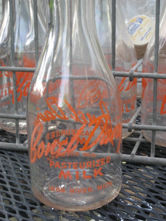 Items similar to Antique Glass Milk Dairy Bottles Upper Michigan on Etsy