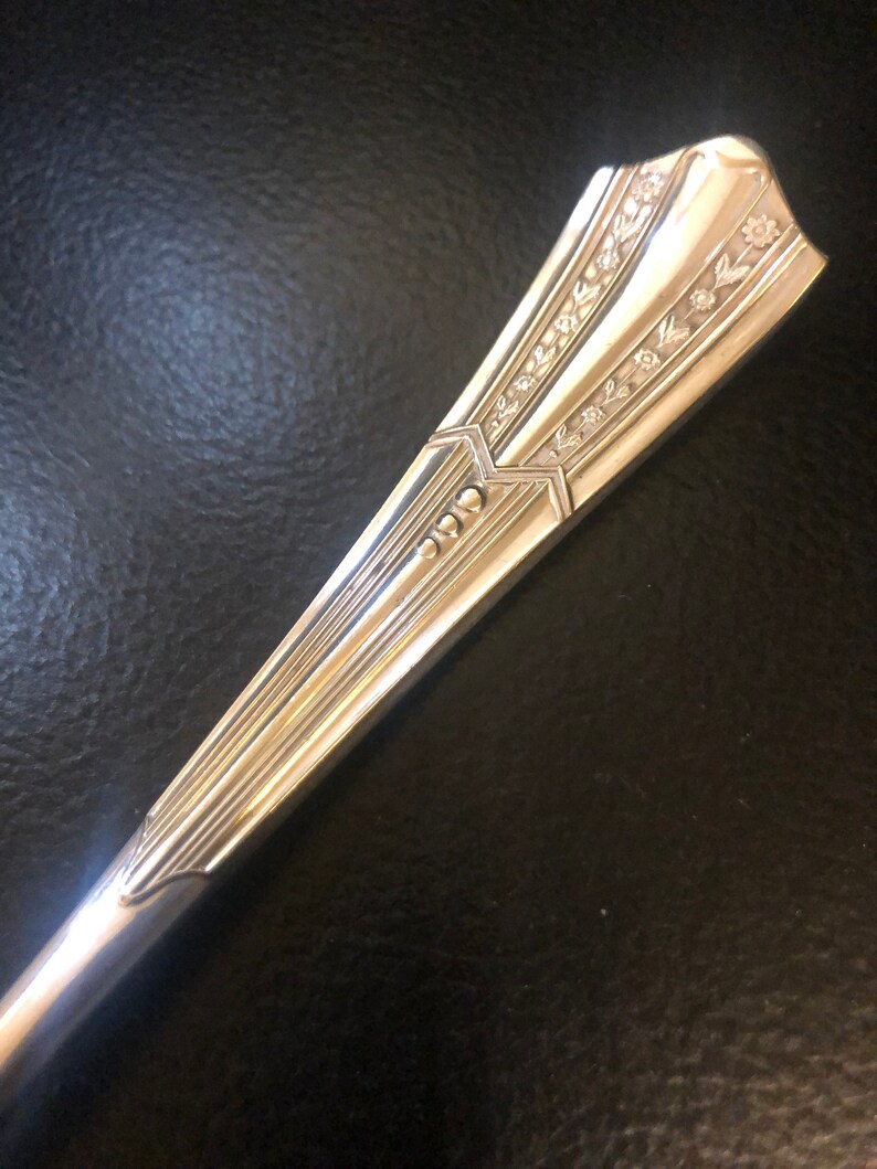 Cooper Bros Sheffield 1920s30s Art deco floral top quality silver plate serving spoon Sheffield plate ornate fruit serving spoon