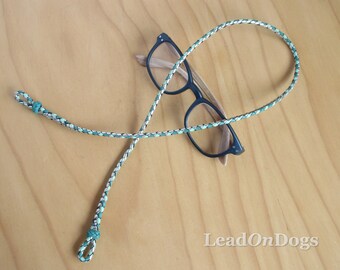 Glasses Lanyard in Silver, Mint & Turquoise Kangaroo Leather Lace