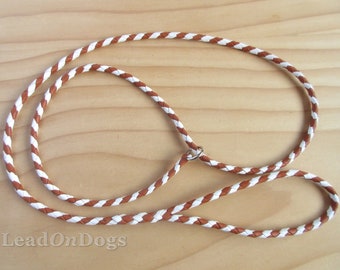 Geflochtene Showleine aus Känguruleder - Saddle Tan & White, 1,5 m