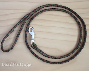 Olivfarbene, sattelbraun & schokobraune geflochtene Känguruhleder Leine -LeadOnDogs Jessica