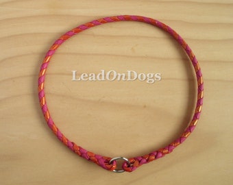 Design Your Own - Braided Kangaroo Leather Dog Tag Ring Collar -  Custom Made to Order