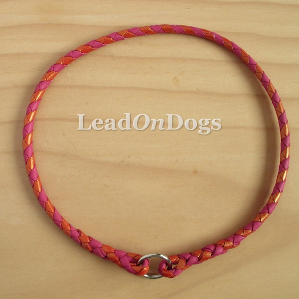 Design Your Own - Braided Kangaroo Leather Dog Tag Ring Collar -  Custom Made to Order