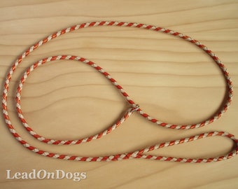 Showleine aus Leder geflochten in Sunset Shimmer und Natürlichem Känguruleder 150 cm -LeadOnDogs Sherry