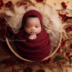 Prime alpaca knit tie bonnet and wrap set, 20 colors,newborn photo prop