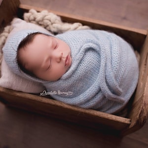 Prime alpaca knit tie bonnet and wrap set, 20 colors,newborn photo prop