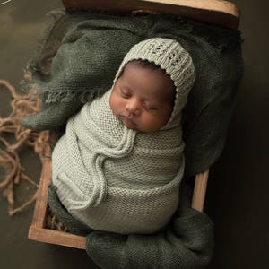 Alpaca silk knit tie bonnet and wrap set, 16 colors,newborn photo prop