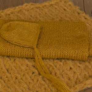 Alpaca Newborn Set: Fluffy Blanket, Bonnet, Wrap - Photo Prop