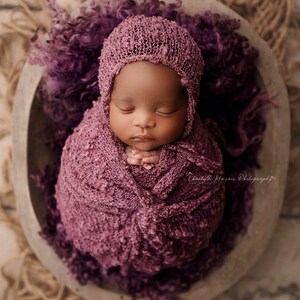 Textured newborn bonnet and wrap set, newborn photo prop, 9 colors to choose from