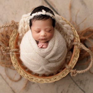 Newborn knit alpaca wrap brushed alpaca & silk newborn photo prop, 12&quot; x 60&quot;, 20 colours