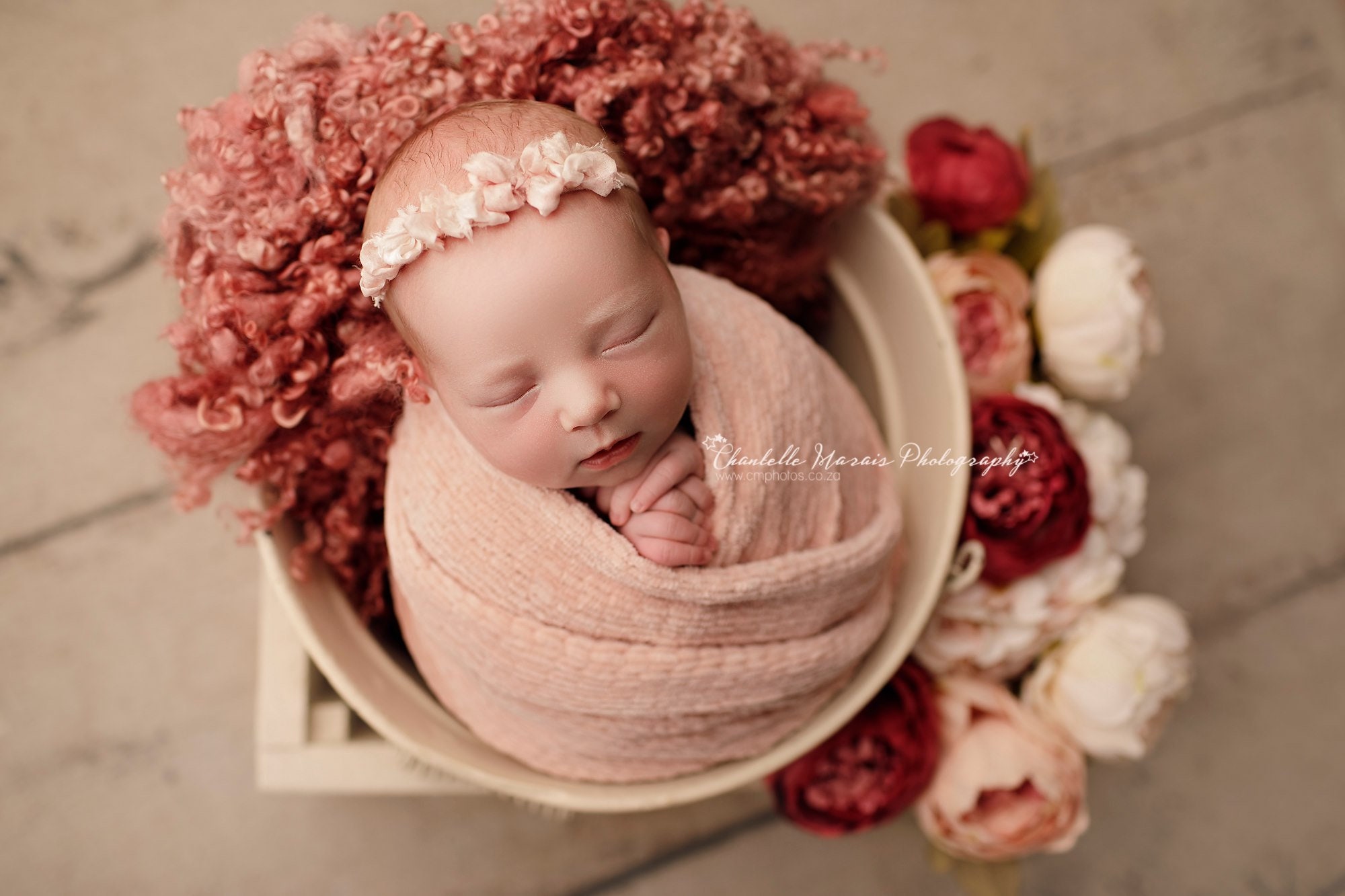 Velvet bonnet and wrap, newborn photo prop