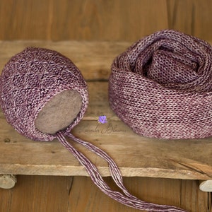 Newborn bonnet and wrap set, newborn photo prop