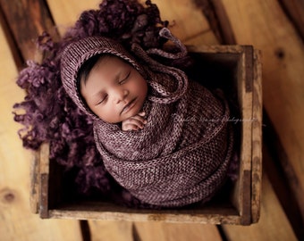 Newborn bonnet and wrap set, newborn photo prop