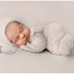Footed sleeper, newborn photo prop, 18 colors to choose from Beige