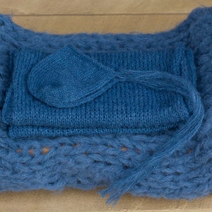 Alpaca Newborn Set: Fluffy Blanket, Bonnet, Wrap - Photo Prop