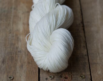 Superwash merino, kid mohair, silk and polyamide blend, sock weight, undyed knitting yarn