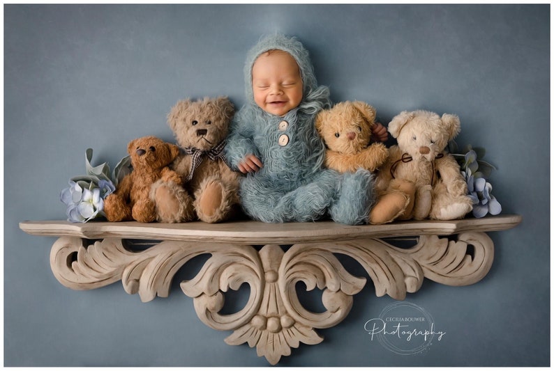 Footed sleeper, newborn photo prop, 18 colors to choose from image 1
