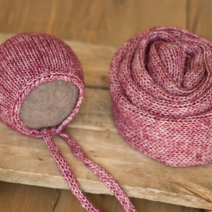 Newborn bonnet and wrap set, newborn photo prop