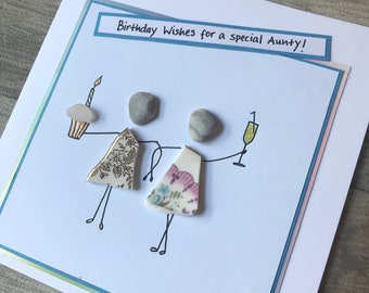 Pebble Art ' Aunty Birthday' Greeting Card