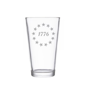 1776 Pint glass, Independence Day glassware, Veteran gift, 4th of July, american history, patriotic glassware
