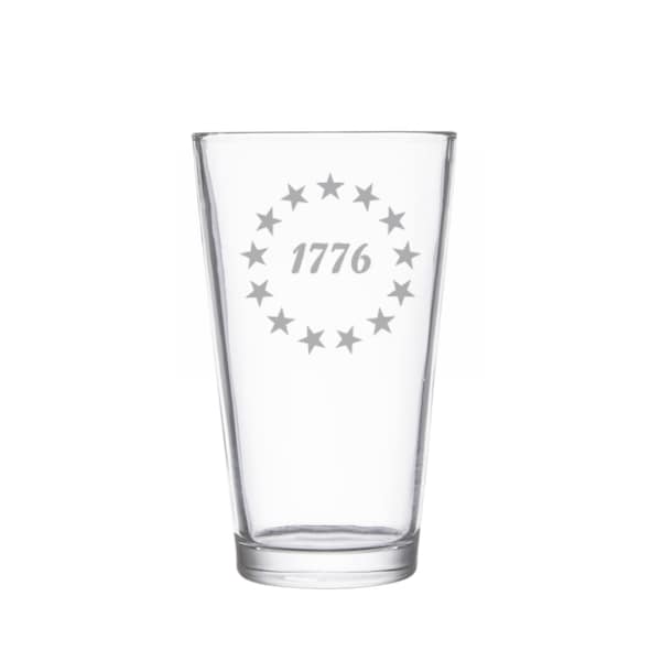 1776 Pint glass, Independence Day glassware, Veteran gift, 4th of July, american history, patriotic glassware