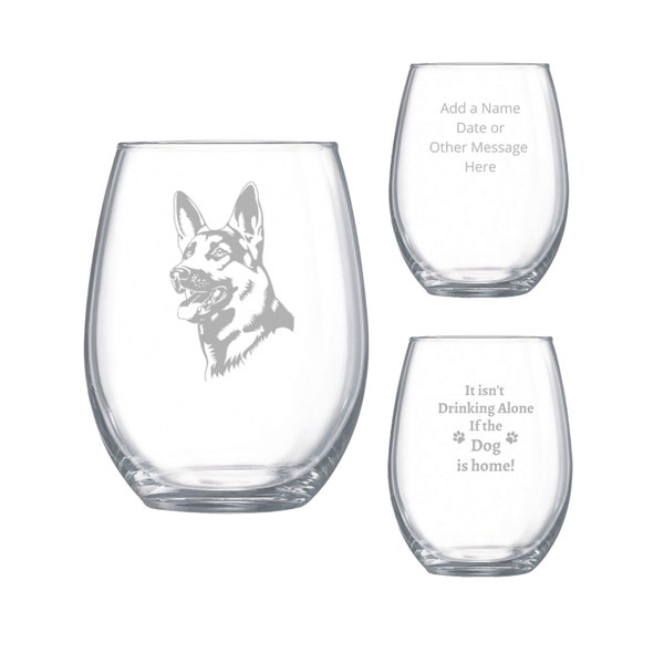 German Shepard dog glassware, it isn't drinking alone if the dog is home glassware, German Shepard mom, dog lover gift