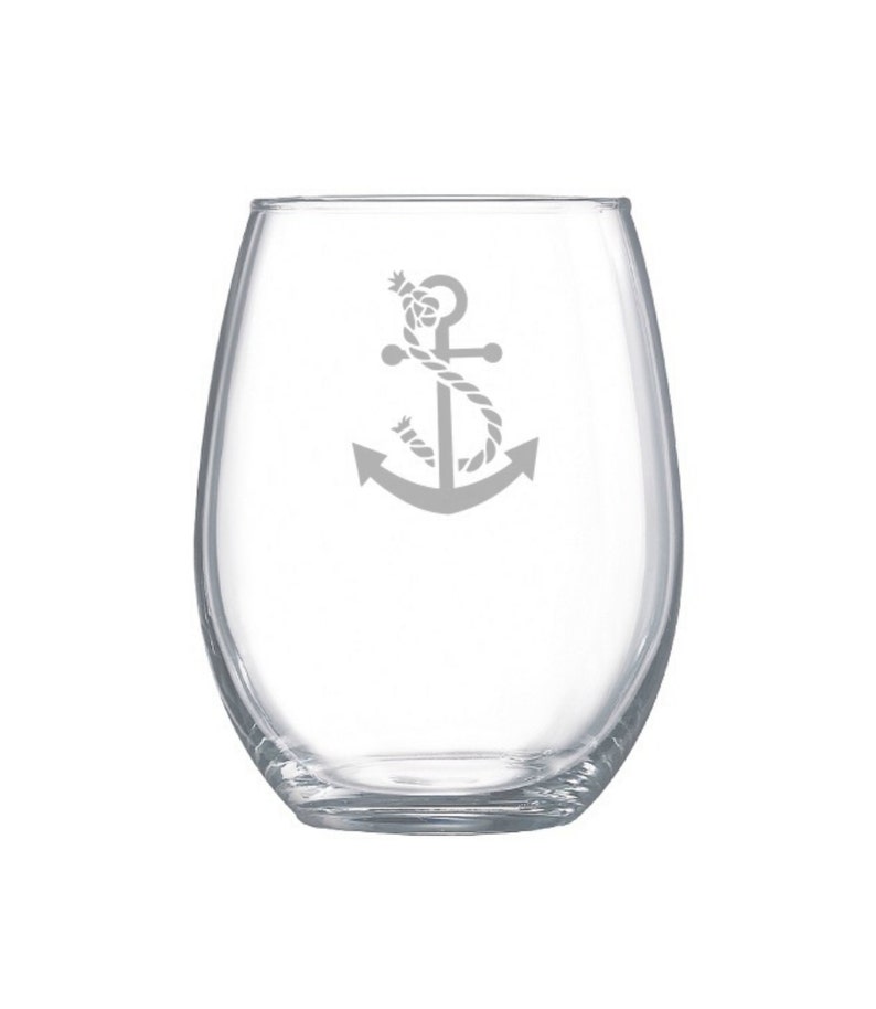 Anchor Etched Glasses Custom Nautical Glassware Etsy