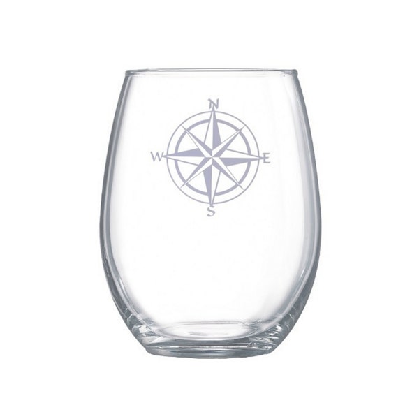 Compass Wine Glass Etsy