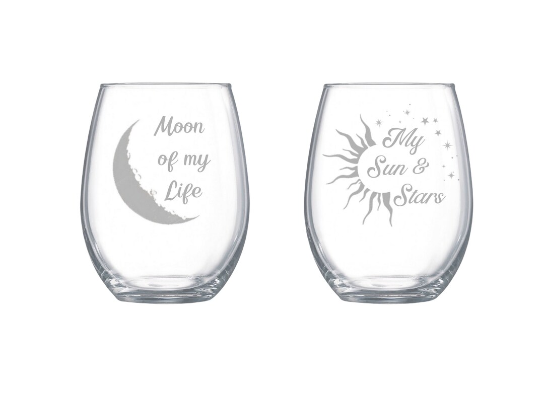 Moon and Stars Wine Glass Set, Game of Thrones Inspired, Anniversary ...