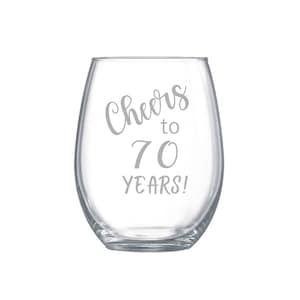 birthday wine glass, Cheers to 70 years glassware, seventieth birthday celebration, over the hill