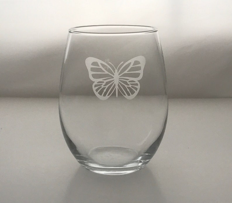 Butterfly Etched Glassware Etsy