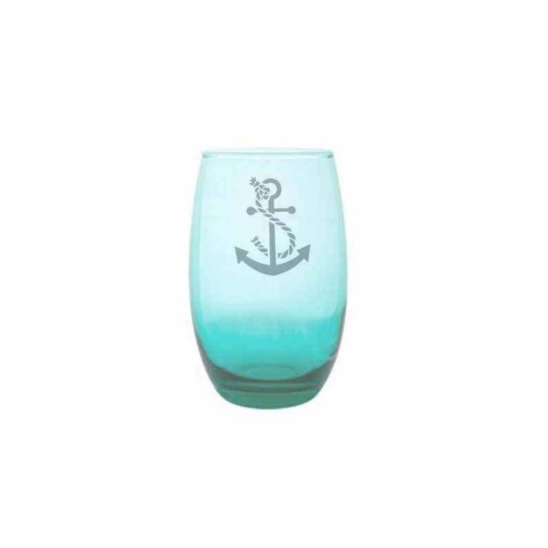 Anchor Etched Glasses Custom Nautical Glassware Etsy