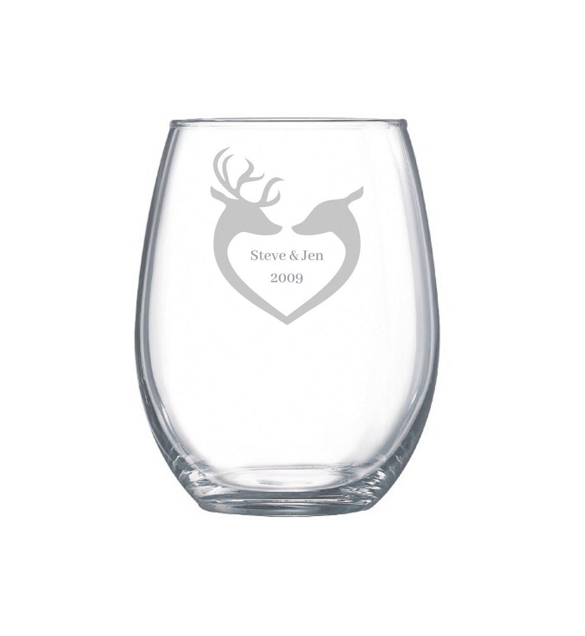 Deer Love Etched Glass Deer Heart Etched Glassware Etsy