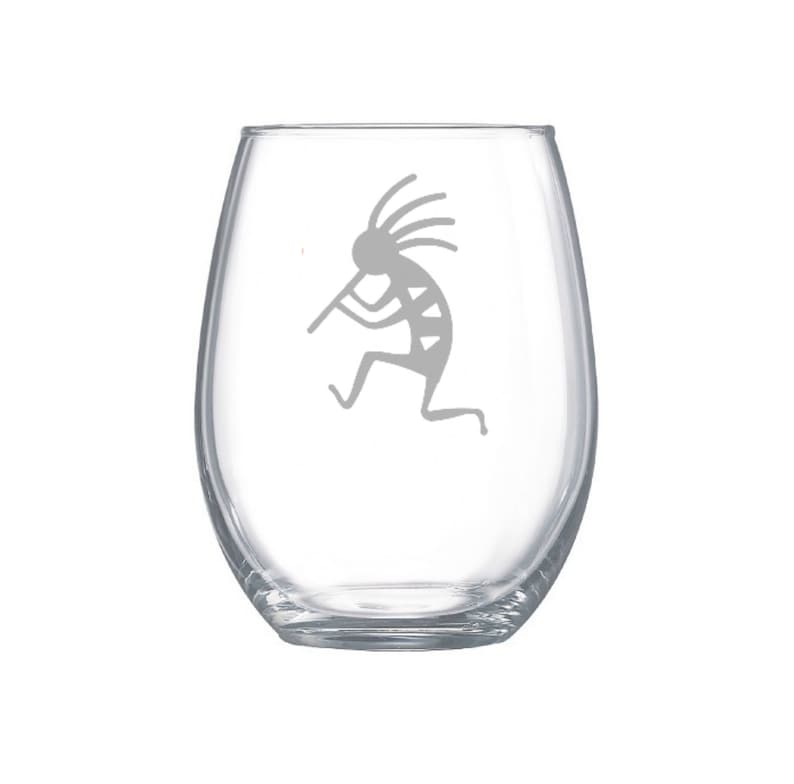 Kokopelli etched glassware south western glassware kokopelli image 1