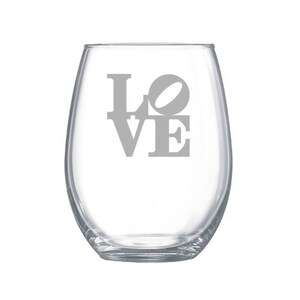 Love etched stemless wine glasses, personalized gift for weddings or anniversaries