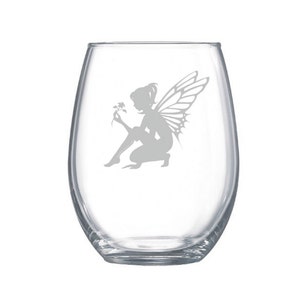 Fairy etched glass, fairy etched glassware, fairy drink ware, gift for her, customized etched glassware, personalized glassware