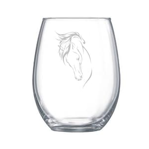 horse etched glass, etched wine glass, customized wine glasses, stemless wine glass, horse etched wine glasses, horse stemless wine