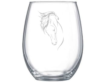 Geëtst wijnglas zonder steel: gepersonaliseerd ruitercadeau