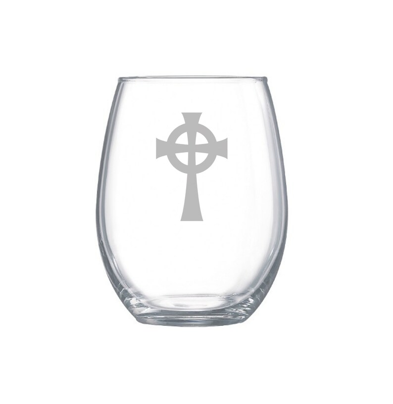 Celtic Cross Wine Glass Irish Glassware Personalized Wine Etsy