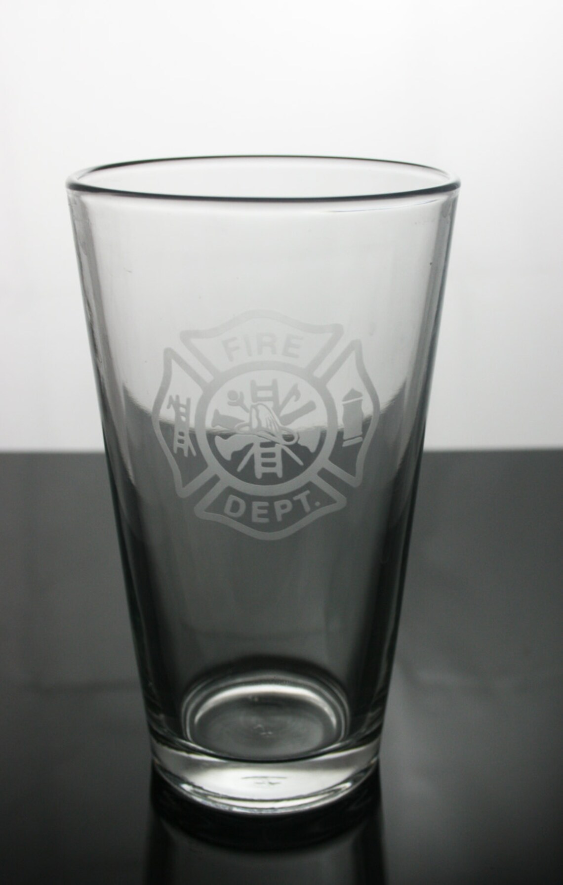 Fire Fighter Etched Pint Glasses Fire Fighter Emblem Glass Etsy