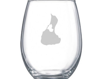 block island wine glass, Etched glassware, nautical wedding favors