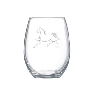 Elegant Prancing Horse Wine Glasses - Personalized Stemless Glassware for Horse Lovers