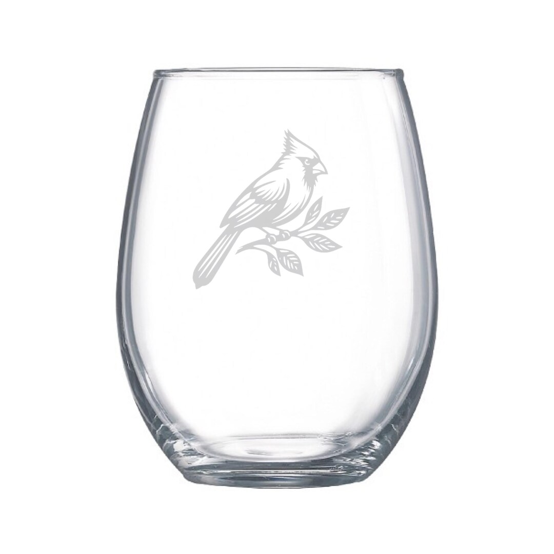 Cardinal Memorial Wine Glass – Personalized Bird Etched Glassware ...