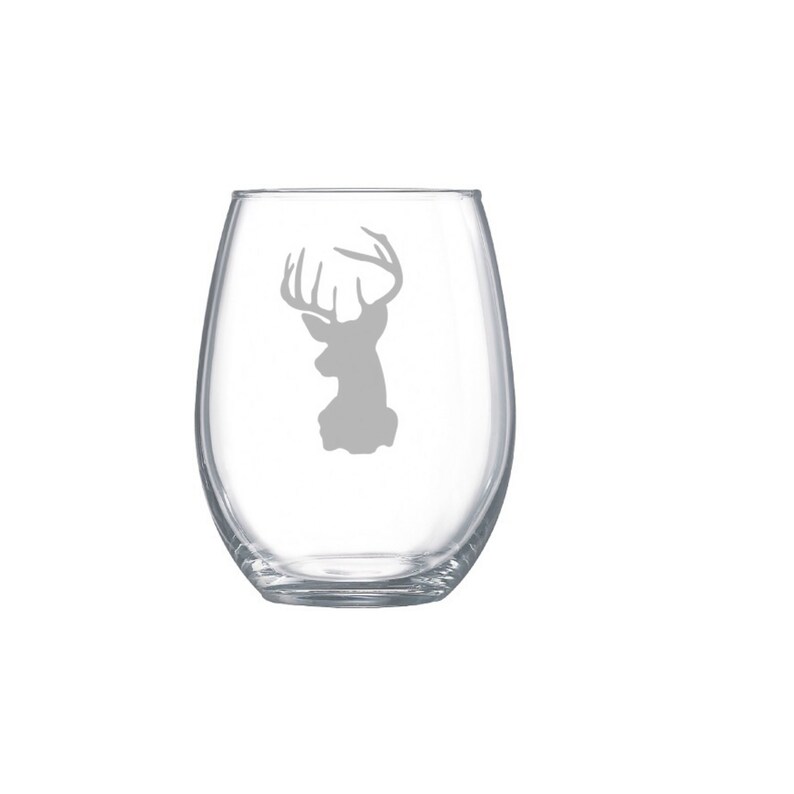 Deer Etched Glass Buck Glassware Hunter Gift Etsy