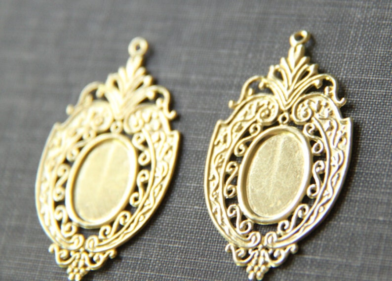 24 pcs of brass filigree-with 10x14mm mounting setting raw brass-1951