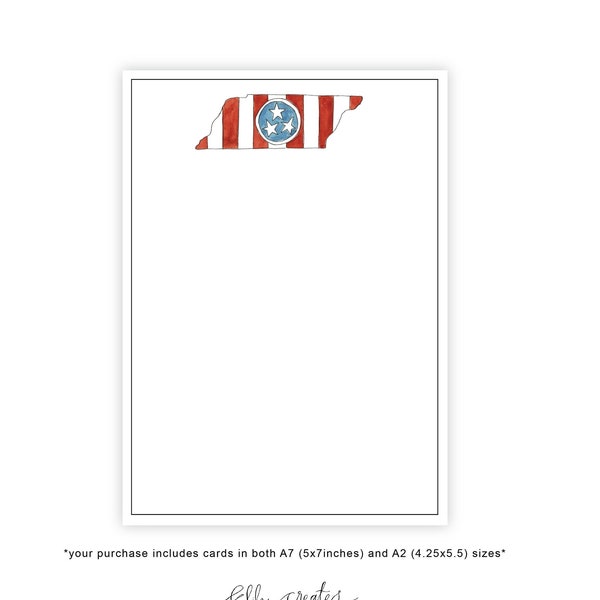 Tennessee State Illustration Notecards, Printable Instant Download