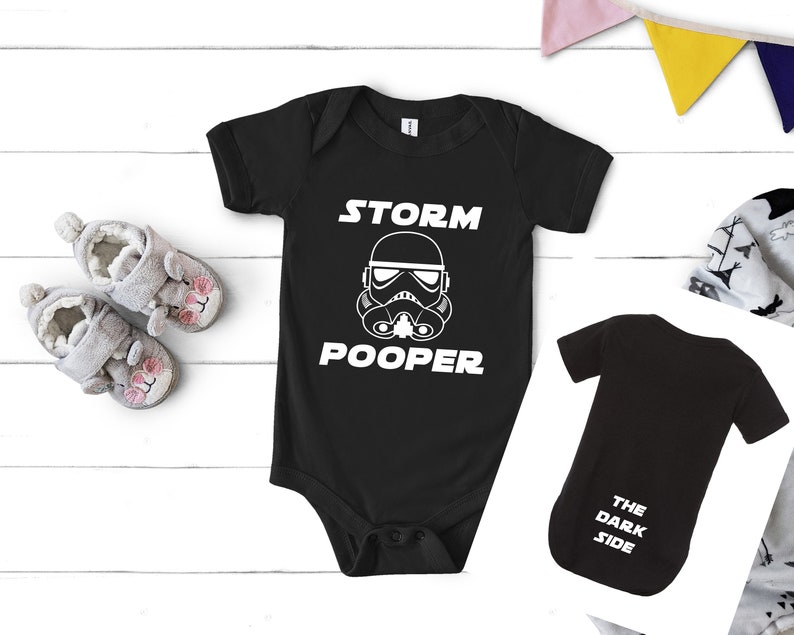 The Dark Side Pregnancy Announcement Gender Neutral Baby Shower Gift Storm Trooper Star Wars Inspired 1Z Creeper Bodysuit
