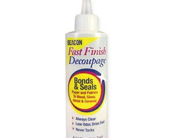 Beacon Fast Finish Decoupage bonds & seals paper, fabrics to wood, Glass, Metal and Ceramic