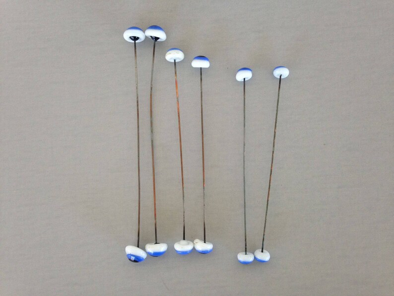 Blue vintage glass eyes assorted sizes 2 pairs of each of 8 mm 6 pairs of eyes 10 mm and 12 mm
