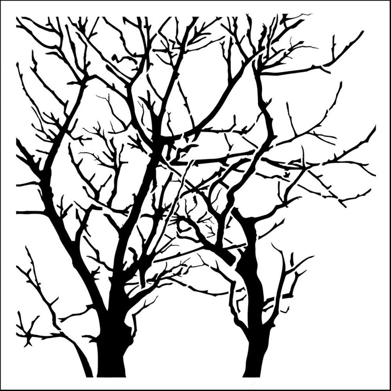 journaling and so much more scrapbooking Trees branches reversed 12 x12 Stencil template design perfect for mixed media